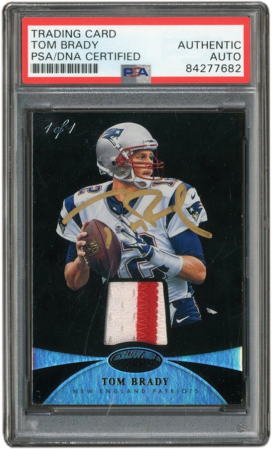 Modern Sports Cards - 2013 Panini Certified Black Mirror Materials #92 Tom Brady "1 of 1" Game Worn Jersey Patch Autograph (PSA)