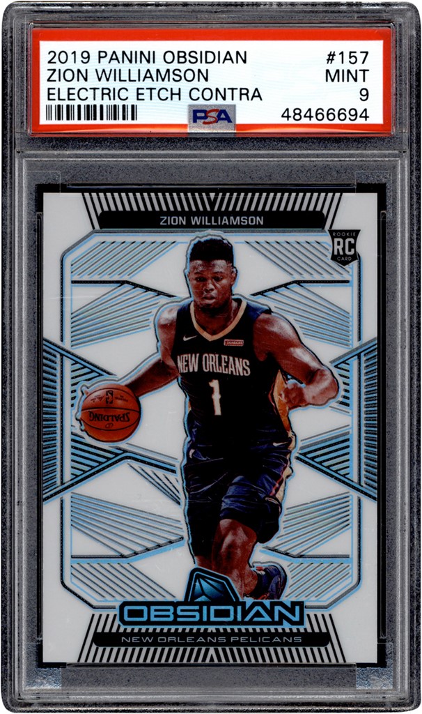 Modern Sports Cards - 2019 Panini Obsidian Electric Etch Contra #157 Zion Williamson Rookie 3/3 PSA MINT 9 (Pop 1)
