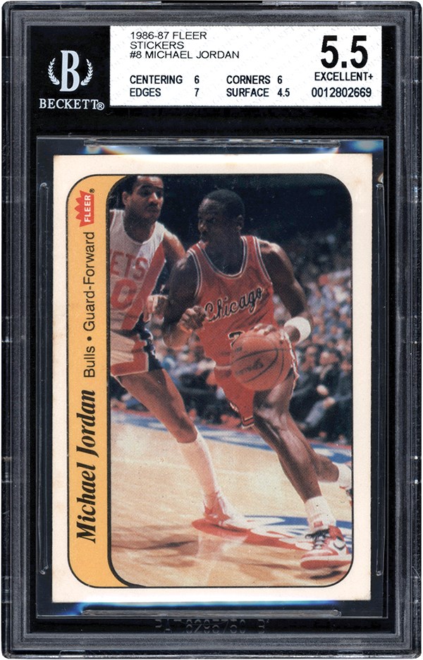 Modern Sports Cards - 1986 Fleer Stickers #8 Michael Jordan Rookie BGS EX+ 5.5