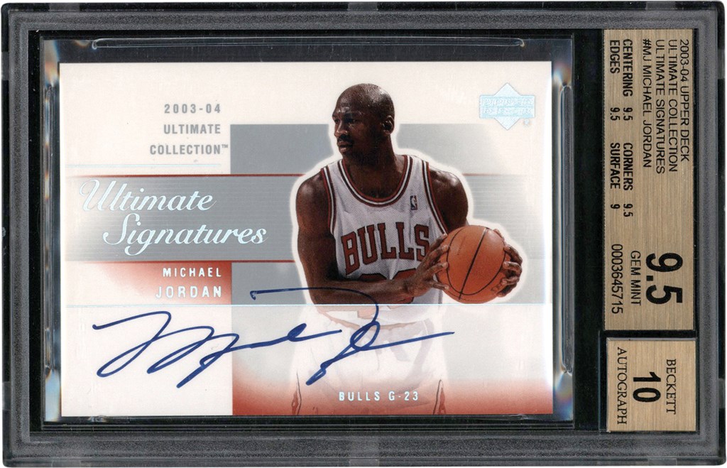 Modern Sports Cards - 003-2004 Ultimate Collection Signatures #MJ Michael Jordan Autograph Card BGS GEM MINT 9.5 - Auto 10