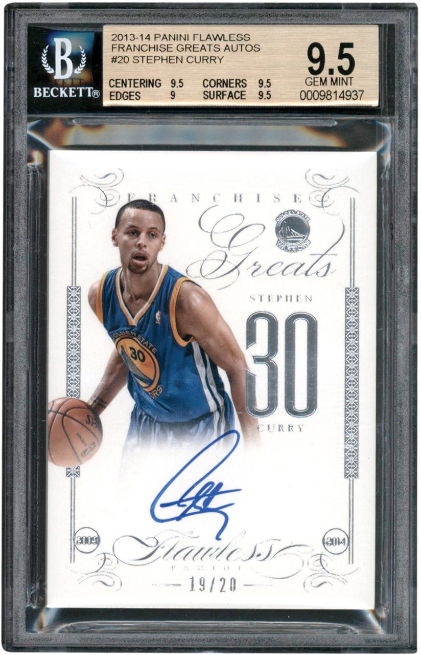 Modern Sports Cards - 013-2014 Panini Flawless Franchise Greats #20 Stephen Curry Autograph Card #19/20 BGS GEM MINT 9.5 - Auto 10 (Pop 3)
