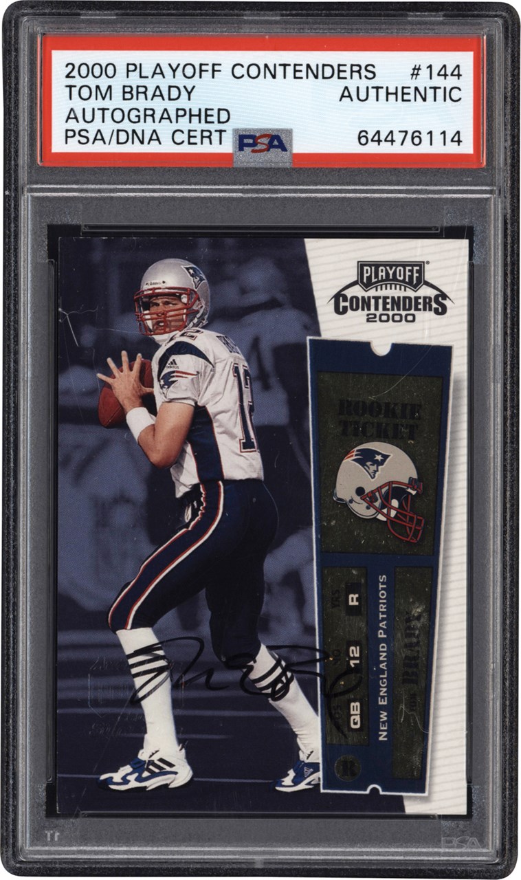 Modern Sports Cards - 2000 Playoff Contenders Football Rookie Ticket #144 Tom Brady Autograph Card PSA Authentic