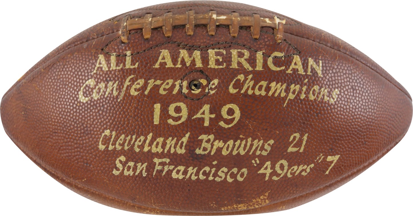 The Mac Speedie Football Collection - 1949 AAFC Championship Game Ball - Browns vs. 49ers - Last AAFC Game! - Mac Speedie Collection