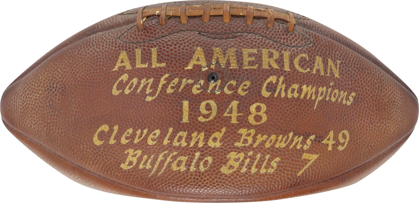 The Mac Speedie Football Collection - 1948 AAFC Championship Signed Game Ball - Browns vs. Bills - Mac Speedie Collection