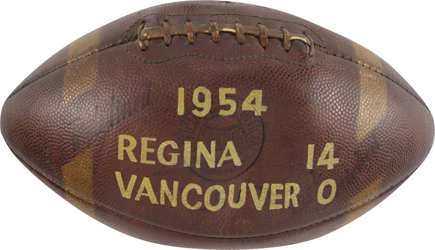 The Mac Speedie Football Collection - 1954 Canadian League Game Ball - Regina vs. Vancouver - Mac Speedie Collection