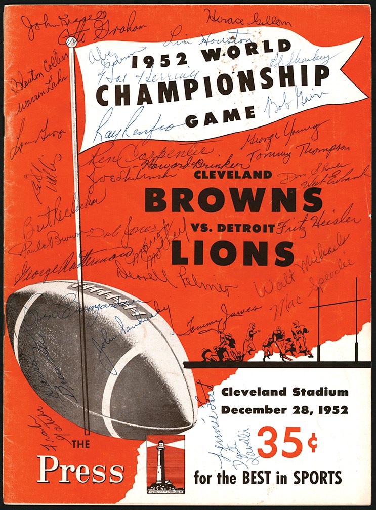 The Mac Speedie Football Collection - 1952 Cleveland Browns Team-Signed NFL Championship Program - Mac Speedie Collection (PSA)