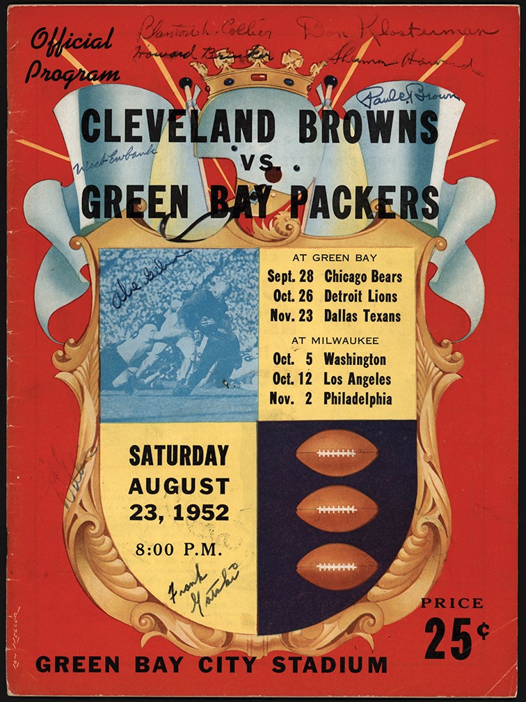 The Mac Speedie Football Collection - 1952 Cleveland Browns Team-Signed Program - Mac Speedie Collection (PSA)