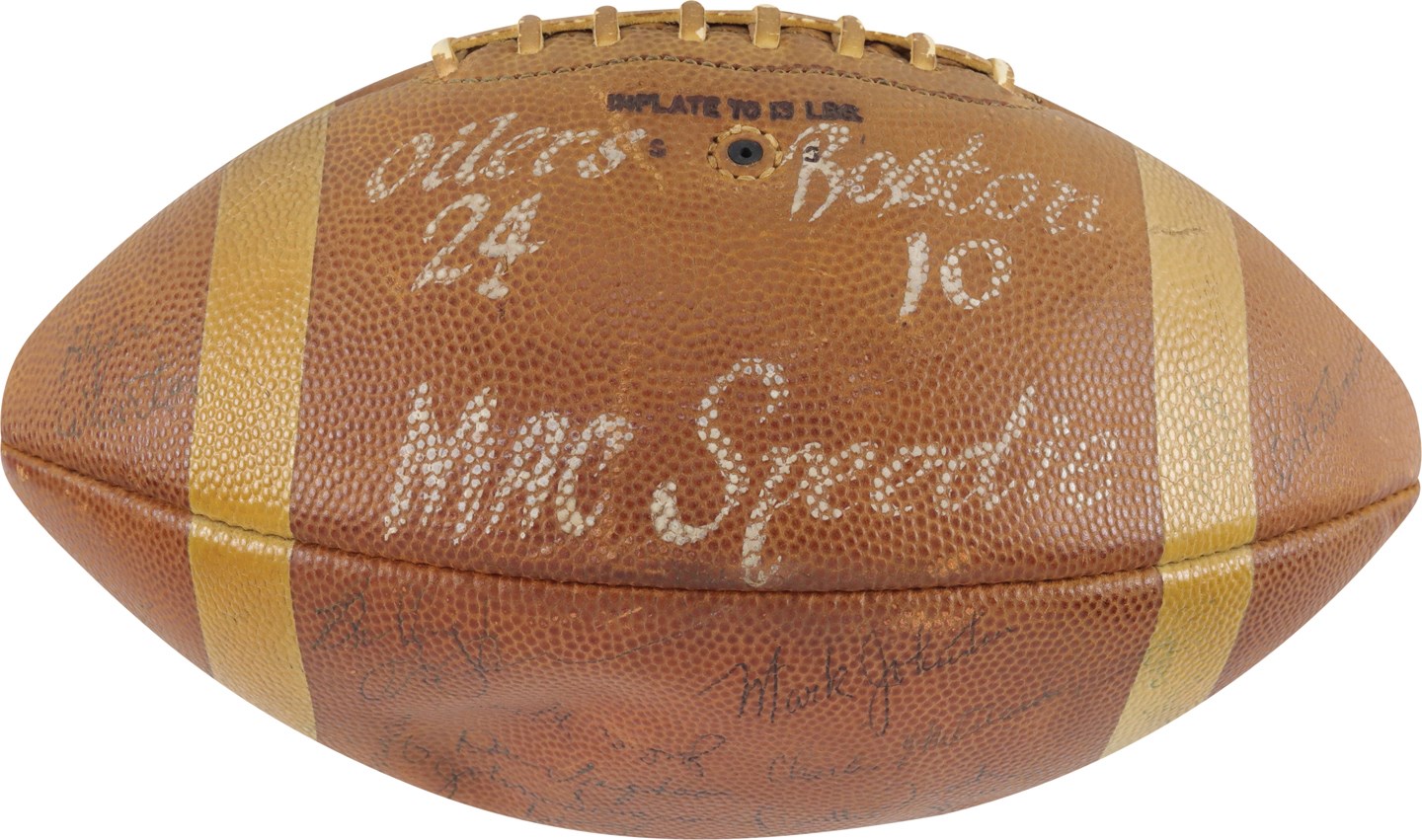 The Mac Speedie Football Collection - 1960 Houston Oilers Team-Signed AFL Game Ball - vs. Patriots - Inaugural Season - Mac Speedie Collection