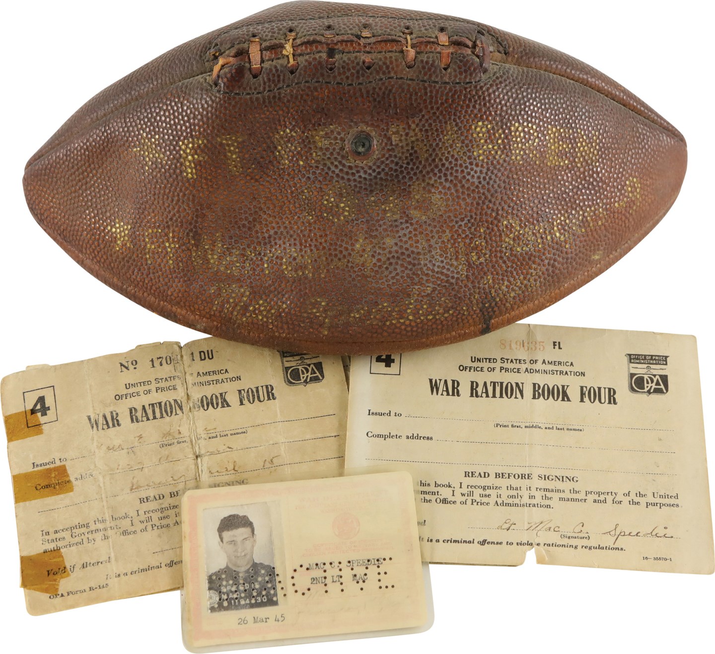 The Mac Speedie Football Collection - Mac Speedie World War II Military Collection w/ID Card