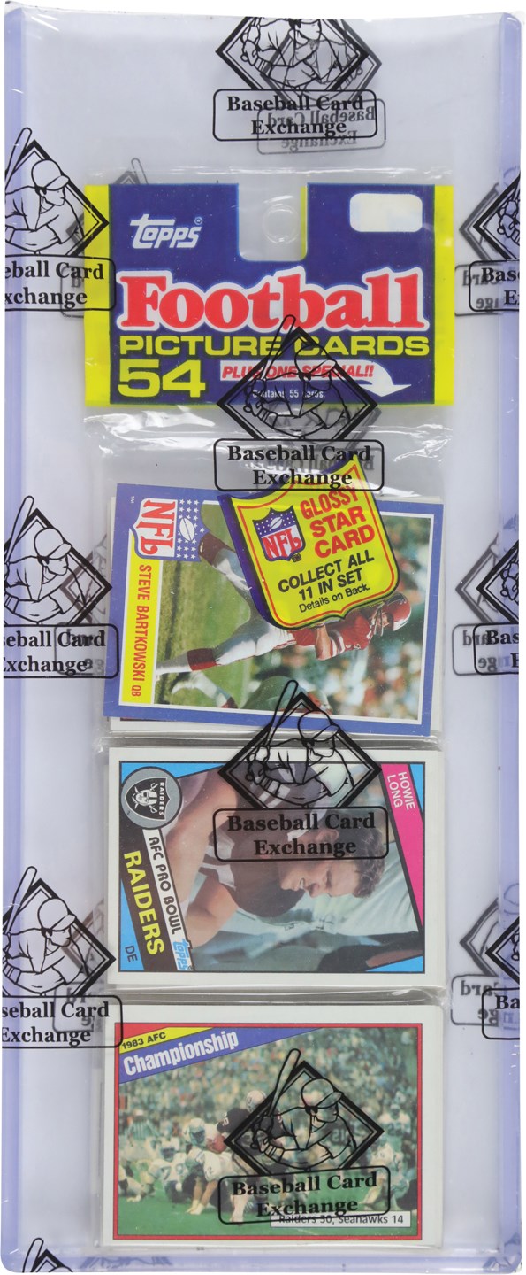 Unopened Boxes, Packs And Cases - 1984 Topps Football Unopened Rack Pack w/Long, Elway & Dickerson IR Rookies Showing (BBCE)