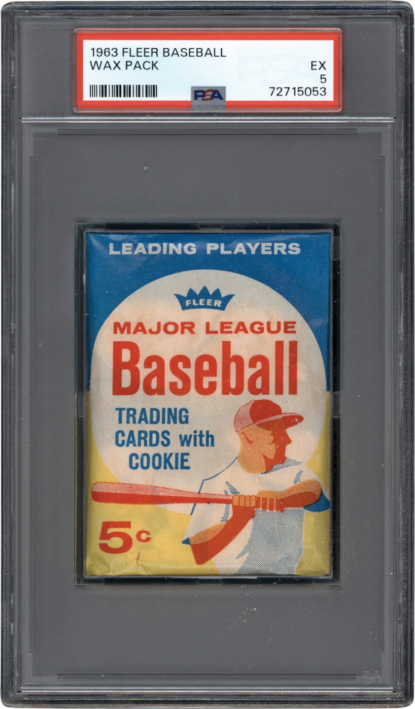 Unopened Boxes, Packs And Cases - 1963 Fleer Baseball Wax Pack PSA EX 5
