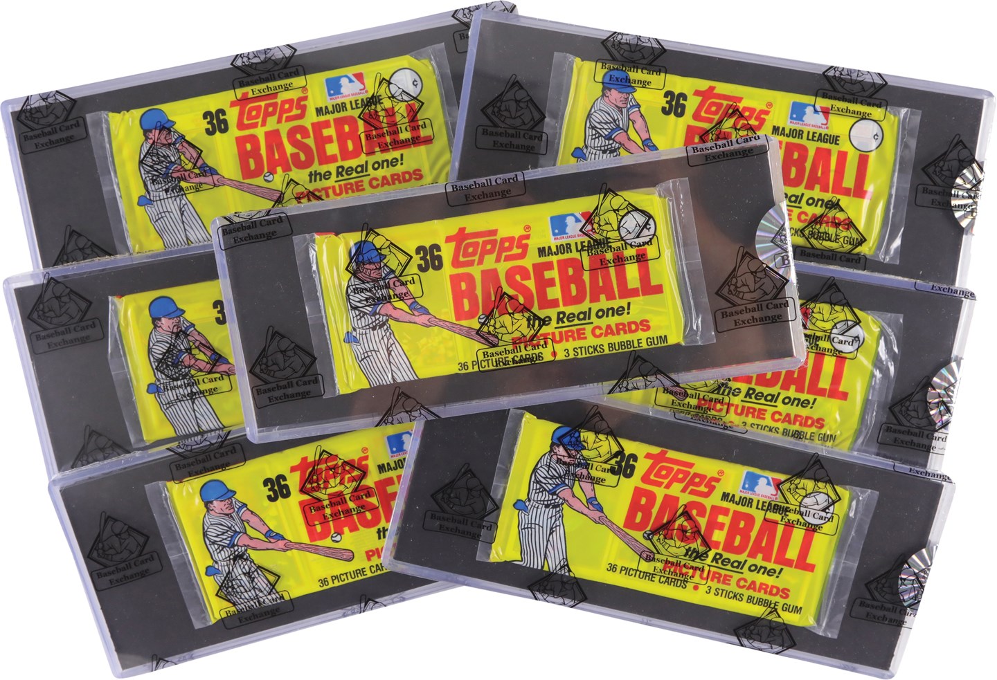 Unopened Boxes, Packs And Cases - 1983 Topps Baseball Unopened Rack Pack Collection (7) w/Gwynn, Boggs & Sandberg Showing (BBCE)