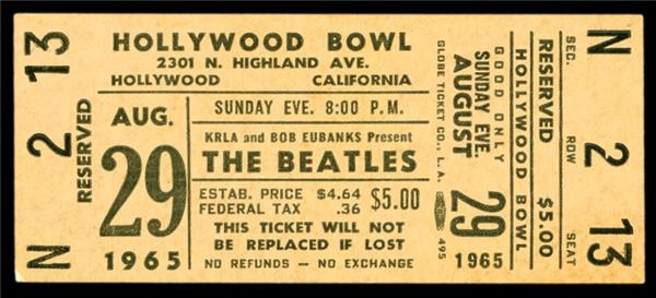 The Beatles - The Beatles 1965 Hollywood Bowl Full Ticket (1.5x3.5")