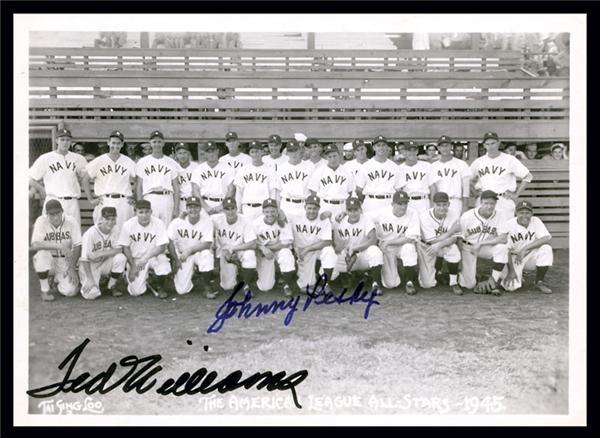 Ted Williams - 1945 Ted Williams Signed Navy Photo (5x7")