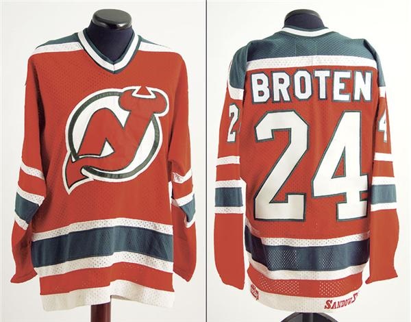 Hockey Sweaters - 1982-83 Aaron Broten New Jersey Devils Game Worn Jersey