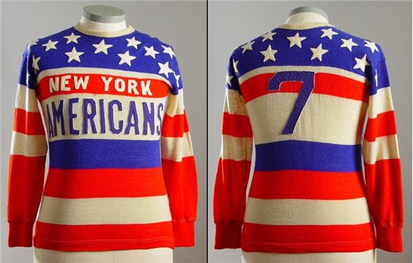 Hockey Sweaters - 1937 Art Chapman New York Americans Game Worn Wool Sweater