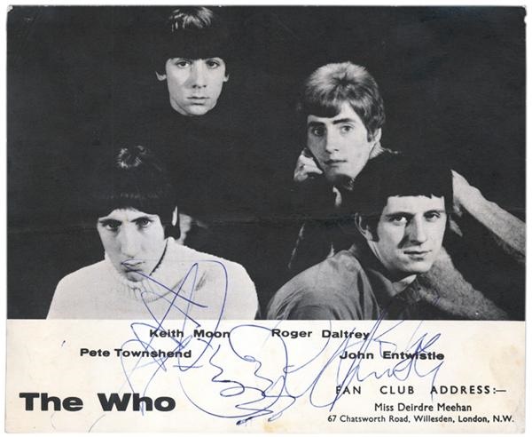 Rock Autographs - The Who Signed Fan Club Photo