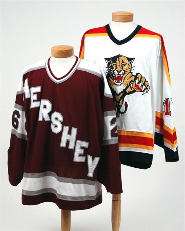 Hockey Sweaters - Mike Foligno Panthers And Vyacheslav Butsayev Hershey Game Worn Jerseys (2)