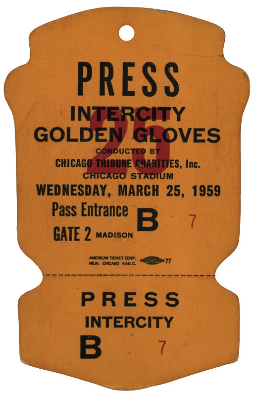 June 2005 Internet Auction - 1959 Cassius Clay Golden Gloves Pass