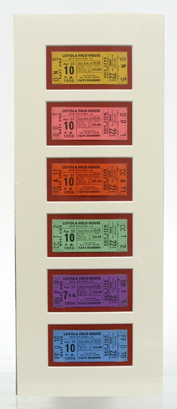June 2005 Internet Auction - 1956 Fats Domino Set of Six Unused Concert Tickets