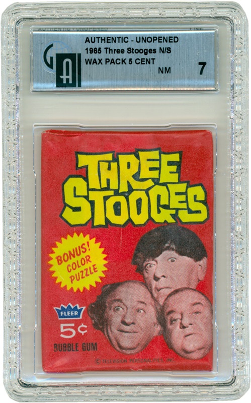 June 2005 Internet Auction - 1965 Fleer Three Stooges Wax Pack GAI 7 NRMT