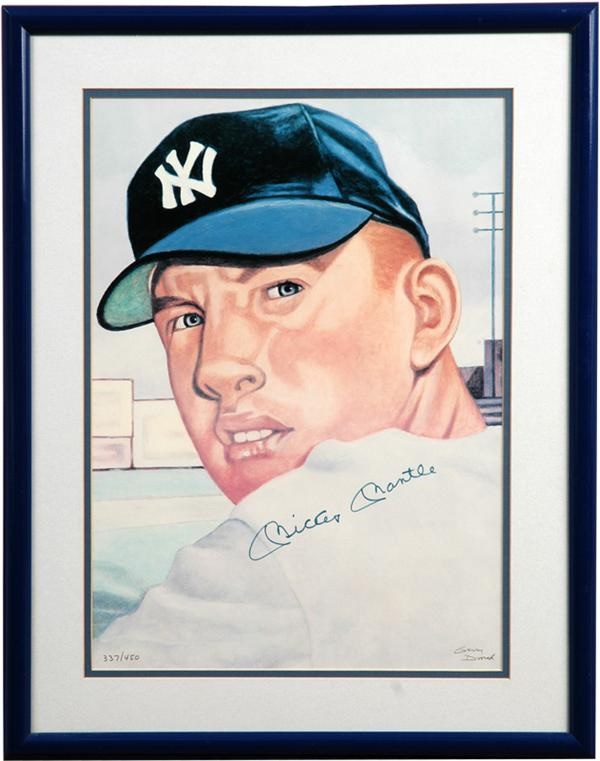 June 2005 Internet Auction - Mickey Mantle Signed Dvorak Print (14"x18") & Pete Rose Signed Baseballs (2)