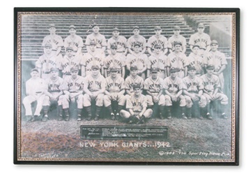 Giants - 1942 New York Giants Large Team Photograph (30x42" framed)