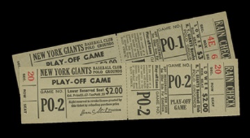 Giants - 1951 National League Playoff Game Two & Three Tickets