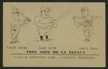 Cuban Sports Memorabilia - 1940's Babe Ruth Comic Cuban Trade Card