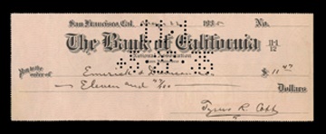 Ty Cobb - 1935 Ty Cobb Signed Bank Check