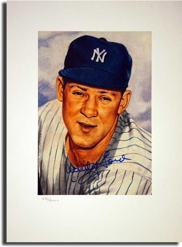 Autographs Baseball - Whitey Ford Signed 1953 Topps Artwork Prints (10)