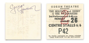 The Beatles - August 26, 1963 Autographed  Ticket