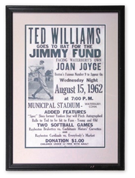 Ted Williams - 1962 Ted Williams Jimmy Fund Poster (18x25" framed)