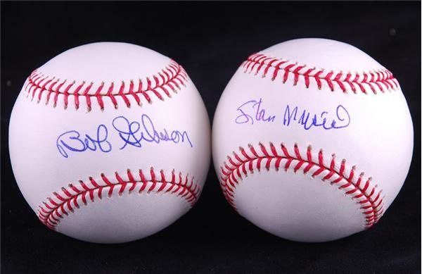 Autographs Baseball - Stan Musial and Bob Gibson Single Signed Baseballs