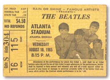 The Beatles - August 18, 1965 Ticket