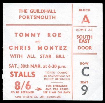 The Beatles - March 30, 1963 Ticket