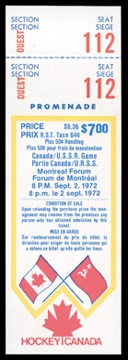 WHA - 1972 Canada Russia Series Full Unused Ticket From Montreal