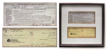 Ted Williams - 1955 Ted Williams Signed W-4 Tax Form (13x13" framed)