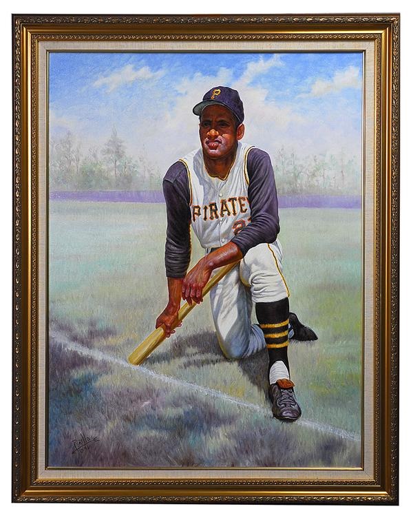 Sports Fine Art - Roberto Clemente Original Painting by Gregory Perillo