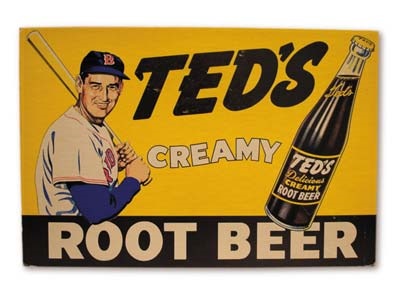 Ted Williams - 1950's Ted's Root Beer Advertising Sign (10x15")