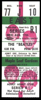 The Beatles - August 17, 1966 Ticket