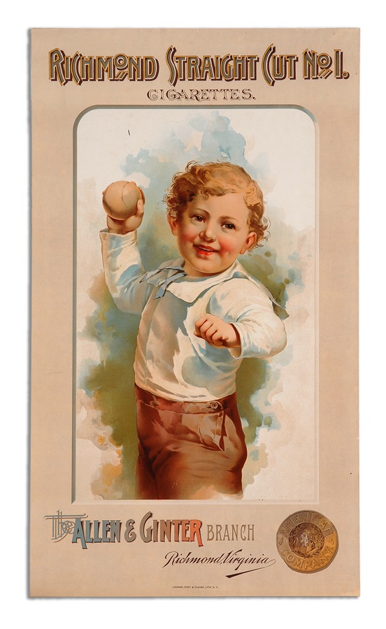 Sports and Non Sports Cards - 1880's Allen & Ginter Baseball Advertising Poster