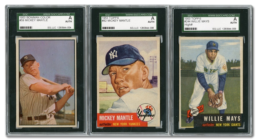 Sports and Non Sports Cards - 1953 Mantle & Mays Cards SGC Authentic (3)