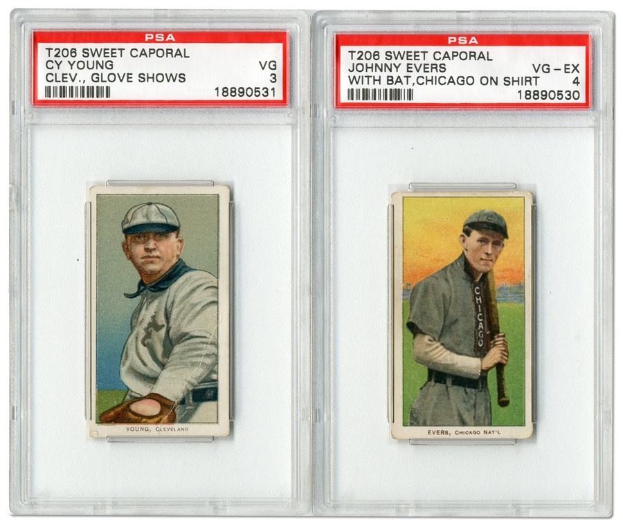 Sports and Non Sports Cards - 1909 T206 Cards of Cy Young and Johnny Evers