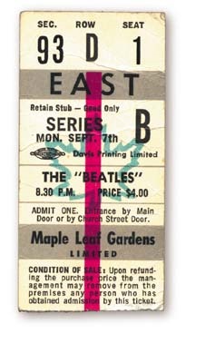 The Beatles - September 7, 1964 Ticket