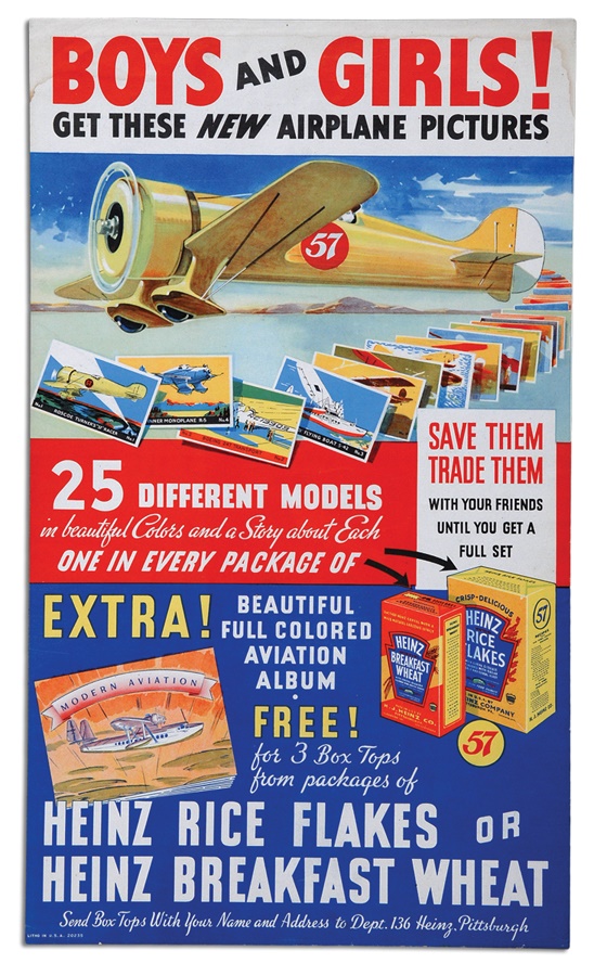 Sports and Non Sports Cards - Heinz Airplane Cards Advertising Sign