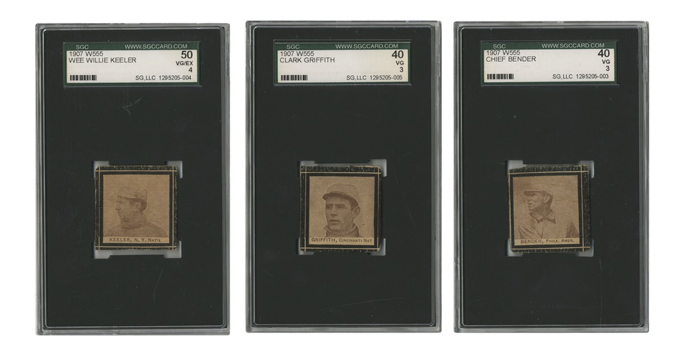 Sports and Non Sports Cards - W555 1907 Group of SGC Graded HOF Players (3)