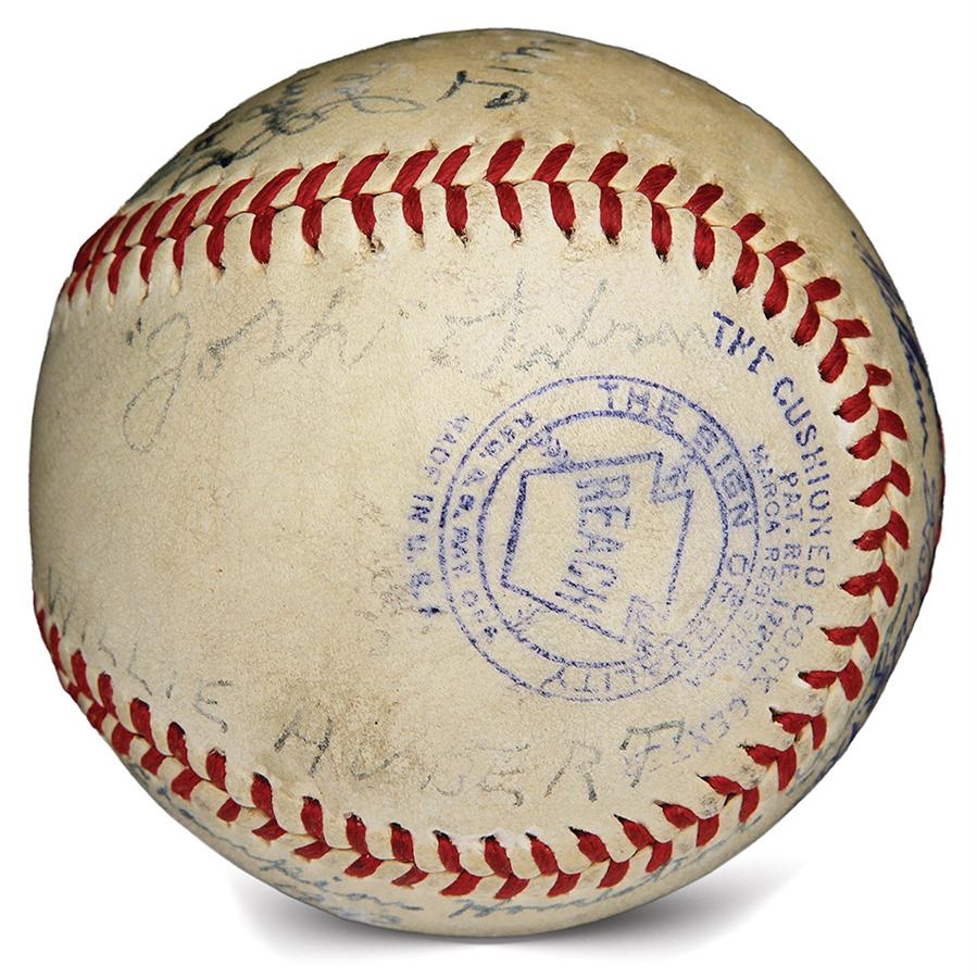 Negro League, Latin, Japanese & International Base - 1943 Negro League Champion Homestead Grays Team Signed Ball With Josh Gibson