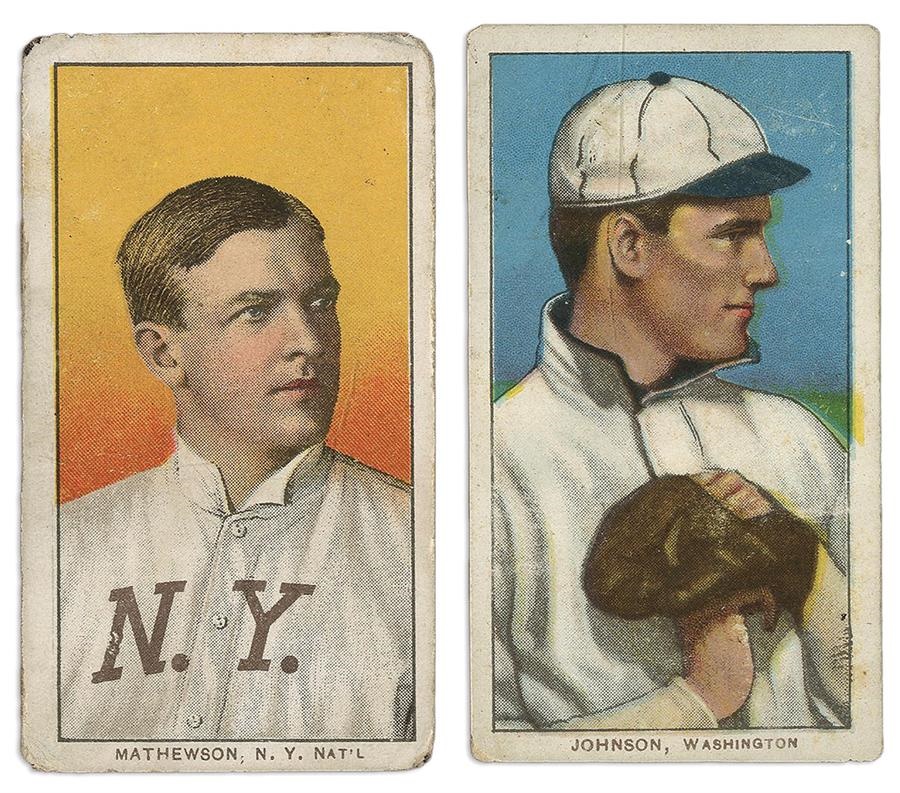 Sports and Non Sports Cards - 1909-1911 T206 Mathewson Portrait and Johnson White cap