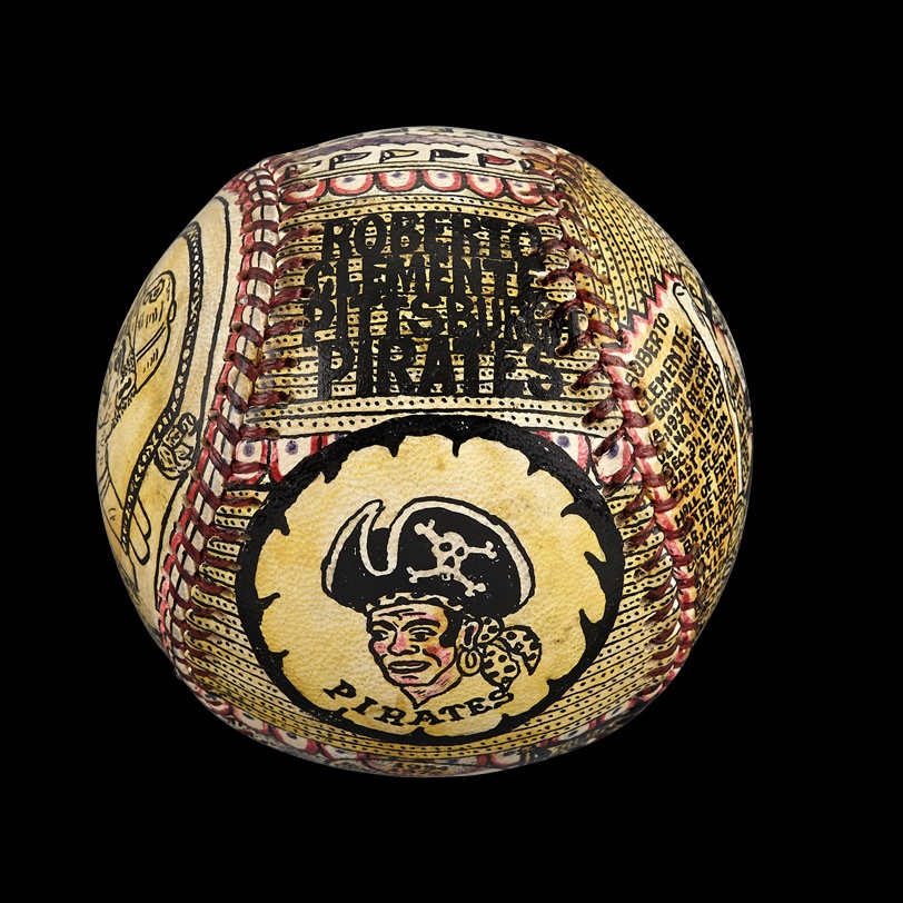 Sports Fine Art - Exceptional Roberto Clemente George Sosnak Decorated Baseball
